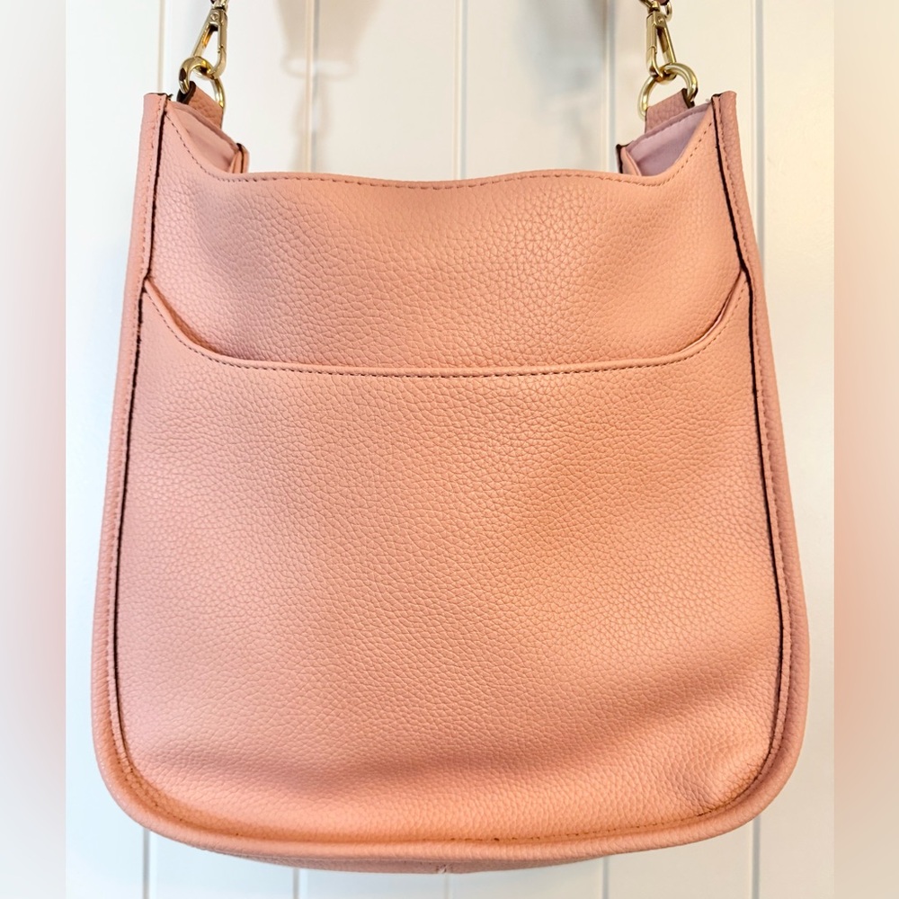 Pink/Salmon Color Purse w Adjustable Strap & Gold Accents